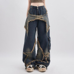 Retro Y2K Vintage Naiste Denim Teksad Korea Streetwear &Uuml;legabariidilised T&auml;htsinised Esteetilised Sirge L&otilde;ikega P&uuml;ksid Laia S&auml;&auml;rega Teksad Grunge P&uuml;ksid Riided Mood XS sinine