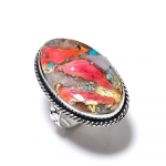 Spiny Oyster Gemstone Handmade 925 Sterling Silver Jewelry Ring Size 8 f3u71