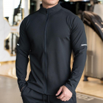 Meeste spordi- ja fitness vabaaja topid pikkade varrukatega p&uuml;stkrae &uuml;hev&auml;rviline jope s&ouml;rkimiseks ja pikkade varrukatega dressipluus L must