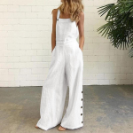 Naiste puuvillased laia s&auml;&auml;rega kombinesoonid lahtised Dungarees p&uuml;ksid plusssuuruses Vintage Palazzo kombinesoonid S valge