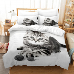 3D lemmiklooma kassi voodipesukomplekt King Queen voodi kattega padjap&uuml;&uuml;r 2/3 tk loomakatte komplekt lapsele t&auml;iskasvanule kingitus Baby 100x135cm