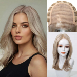 HAICUBE Pruunid blondid juustest Futura parukad keskmise pikkusega sirgete juustega parukas Monofilament pitsist parukas naistele imporditud siidist liimivabad juuksed