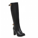 Naiste k&otilde;rge kontsaga saapad s&uuml;gistalvised uued paksu kontsaga &uuml;hev&auml;rvilised suures suuruses Rooma keskmised saapad 39 must