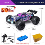 Uus 50KM/H 4x4 kaugjuhtimispuldiga auto LED-tuledega Maastikul 4x4 suure kiirusega Drift Monster Truck harjadeta v&otilde;idus&otilde;iduauto lastele ja t&auml;iskasvanutele M&auml;nguasjad Kingitus 1 battery punane