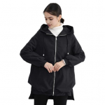 S&uuml;gis Kevad Naiste Jakk L&uuml;hike Eest Pikk Tagant L&otilde;hikuga &Auml;&auml;r Kapuutsiga N&ouml;&ouml;riga Lukuga Kardigan Tuulekindel V&auml;lisjope Reisimine Telkimine Mantel L must