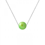 PERLINEA - Collier V&eacute;ritable - Perle de Culture d'Eau Douce AAA+ - Ronde 8-9 mm - Vert Tonic - Argent 925 Milli&egrave;mes - Bijoux Femme