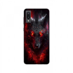 Coque Maniacase pour Samsung Galaxy A02 Loup noir feu rouge