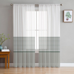 Triibulised l&auml;bipaistvad kardinad elutuppa Moodne Voile kardin Magamistoa t&uuml;llkardinad Aknakatted Decor W135 x H114cm