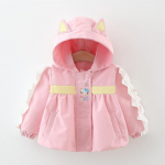Lasteriided T&uuml;drukute mantel Kevad- ja s&uuml;gisene imikute t&uuml;drukute beebi multikas kapuutsiga tuulekindel mantel Laste s&uuml;gismantel 80cm roosa