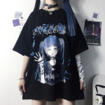 Naiste T-s&auml;rk Harajuku Goth Naiste T-s&auml;rk Esteetiline lahtine punk Dark Grunge Naiste gooti top T-s&auml;rgid Riided Y2k t&auml;navar&otilde;ivad S valge