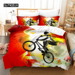Mootorrattaposter Voodipesukomplekt Tekikottide komplekt 3D Voodipesu Digitaaltr&uuml;kiga Voodipesu Kuninganna suurusega Voodipesukomplekt Moodne disain EU single(135x200cm)