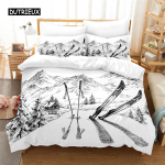 Suusatamise voodipesukomplekt Tekikoti komplekt 3D voodipesu Digitaalne tr&uuml;kk Voodipesu Kuninganna suurusega voodipesukomplekt Moodne disain AU Single(140x210cm)