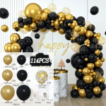 Black Balloon Garland Arch Kit Kroomitud Kuld Lateks Mustad &Otilde;hupallid Pulma &Otilde;hupallid S&uuml;nnip&auml;evapeo &Otilde;hupallide Kaunistus Baby Shower Other