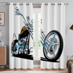 Lahedad mootorratta 3D-prinditud kardinad 100% pol&uuml;ester Magamistuba elutuba K&ouml;&ouml;k Klubi Akna kaunistus Kardinad 2 tk W50xH140(CM)x2PCS&Grommet Top