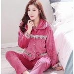 Flanellist naiste pidžaamakomplekt, paksendatud korallifliisist pikkade varrukatega pidžaamakomplekt naiste pidžaama koduriided M