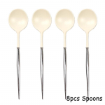 20cm Kuldne Roosa Kuld &Uuml;hekordselt Kasutatav S&ouml;&ouml;giriistade Komplekt - Raskekaalulised Plastist S&ouml;&ouml;giriistad Peoks Palju &Otilde;nne S&uuml;nnip&auml;evaks Pulmad 8 Kahvlit, 8 Lusikat, 8 Nuga