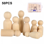 50 tk L&otilde;petamata puidust nukknukk DIY kunst maalimine naturaalsest puidust pulk inimesed 4 suurust puidust nukukehad figuurid k&auml;sit&ouml;&ouml; dekoratiivsed