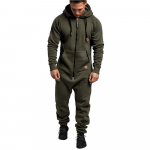 Meeste vabaaja &uuml;hev&auml;rviline fliisist kapuutsiga jumpsuit L armee roheline v&auml;rv