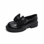 2023 Naiste Retro Lipsuga Loaferid: Paks tald ja kontsad, pehme kevad-s&uuml;gis nahk, Briti stiil 43 must
