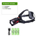 V&otilde;imas LED pealamp 800W K&otilde;ige v&otilde;imsam Pika ulatusega 6000M Esituli USB Laetav Pealamp 18650 Kalastus Jahipidu Latern 18650 battery