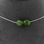 Pierres et Min&eacute;raux. Collier 2 perles Diopside du Br&eacute;sil. Chaine en acier inoxydable Collier femmes, hommes. Taille personnalisable.