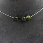 Pierres et Min&eacute;raux. Collier 4 perles Jade Nephrite de Xiuyan Chine. Chaine en acier Collier femmes, hommes. Taille personnalisable.