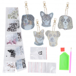 5 tk V&otilde;tmehoidja Teemantmaal Koerte Mustriga Ise Valmistatud Vaikust V&otilde;tmer&otilde;ngas Pagasi Ripatsid