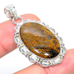Tiger Eye Handmade 925 Sterling Silver Jewelry Pendant 1.93 i5s35