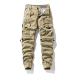 JAYSCE Unisex Puuvillased Muudetavad Cargo P&uuml;ksid Mitme Taskuga V&auml;lispordi Matkap&uuml;ksid Eemaldatavate L&uuml;hikeste P&uuml;kstega Elastne V&ouml;&ouml;koht 33 khaki