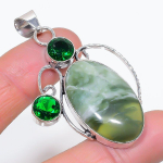Nephrite, Diopside Handmade 925 Sterling Silver Jewelry Pendant 2.40 r1a87