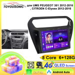 Android 12 Peugeot 301 jaoks Citroen C-Elysee jaoks 2012 - 2016 Auto multimeediapleier Auto GPS-navigatsioon Puuteekraan Ei 2din 8Core 6+128G