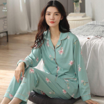 Naiste 100% puuvillased pikkade varrukatega pidžaamad kevadiseks ja s&uuml;giseseks hooajaks: L&otilde;dva l&otilde;ikega koduriietus keskealistele naistele 2XL