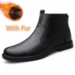 Kvaliteetsed meeste Chelsea saapad Ehtsast nahast vabaajajalatsid Luksuslikud k&otilde;rge s&auml;&auml;rega meeste poolsaapad Pealek&auml;ivad Soojad pl&uuml;&uuml;sist karusnahast talvesaapad 37