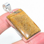 Natural Picture Jasper Gemstone 925 Sterling Silver Gift Pendant 2.17 i4h81