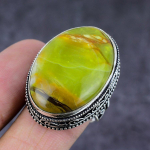 Green Opal Handmade 925 Sterling Silver Gift Jewelry Ring Size 10 m0h48