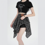 Naiste kolledžistiilis ruuduline rihmikutega A-l&otilde;ikeline seelik - Ebakorrap&auml;rane l&uuml;hike suve 2025 v&auml;ljaanne Extra Large