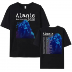 Alanis Morissette 2025 maailmaturnee T-s&auml;rk L&uuml;hikeste varrukatega O-kaelusega Naiste/Meeste T-s&auml;rgid T&auml;navamood Hip Hop Unisex Puuvillased Topid M