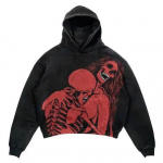 Unisex Gooti Kolju Tr&uuml;kiga Kapuutsiga Dressipluus Y2K Retro &Uuml;lem&otilde;&otilde;duline Lukuga Kapuutsiga Dressipluus Meestele Naistele Hip Hop Vabaaja Vintage Punk Dressipluus Kapuutsiga L