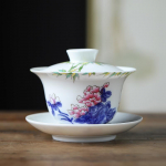 Gongfu teekomplekt Keraamiline San Cai Gai Wan Hiina K&auml;sit&ouml;&ouml;na valmistatud teetassid Gaiwan Kauss K&auml;sitsi maalitud teekausid
