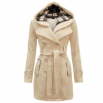 VAYLA Joped Naiste Kevad ja S&uuml;gis Mood Uus Kapuutsiga V&ouml;&ouml;ga Kaherealine Pikk Mantel Naiste Mantlid XL valge