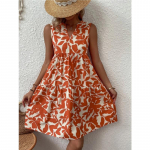 Suvine naiste kleit Bohemian Fashion lahtised V-kaelusega plisseeritud tr&uuml;kitud kleidid 2XL