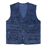 Meeste teksist jakk XL-7XL Suurused Vabaaja v&auml;lijakk Mitmetaskuline varrukateta vest Jakk Kevad S&uuml;gis Meeste riided 5XL sinine