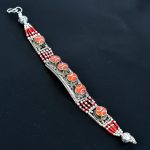 Punase Koralli K&auml;ev&otilde;ru Tiibeti H&otilde;bedast K&auml;ev&otilde;ru K&auml;sit&ouml;&ouml;ehe Etniline H&otilde;imude Nepaali K&auml;ev&otilde;ru Nepali Ehted Statement K&auml;ev&otilde;ru Kingitus Emale 8" punane