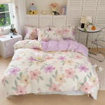 Tr&uuml;kiga Lilleline Voodipesukomplekt Pehme Ins &Uuml;he Kahe Kuningas Suurusega Tekikott Lame Voodilina Padjap&uuml;&uuml;r T&uuml;drukute Kodu Totel Voodipesu 150 x 200 3pcs