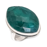 Emerald(Simulated) 925 Sterling Silver Jewelry Ring Size 8.5 z5j05