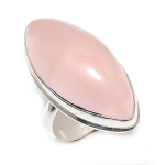 Rose Quartz Gemstone Handmade 925 Sterling Silver Jewelry Ring Size 8 a0w29