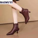 Terava varbaga Chelsea poolsaapad naiste karusnahast lumekingad K&otilde;rged kontsad, naine 2025. aasta trend Talvine pl&uuml;&uuml;s, soe Botas Mujer Luksuslikud seksikad pumbad 40 pruun