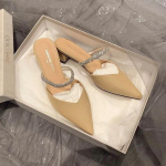 Naiste sussid Naiste kingad Terava ninaga muulad naistele 2024 &Otilde;hukese kontsaga sussid Pehmed beežid kontsaga pl&auml;tud Mood Uus Mugavus 43 must