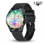 LIGE uus meeste nutikell Bluetooth-k&otilde;ne veekindel roostevabast terasest rihm nutikell pulsisageduse une tervise monitor treeningukell silicone strap must
