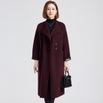 Fengmao Women's 100% Wool Loose-Fit Stand Collar Winter Coat M
